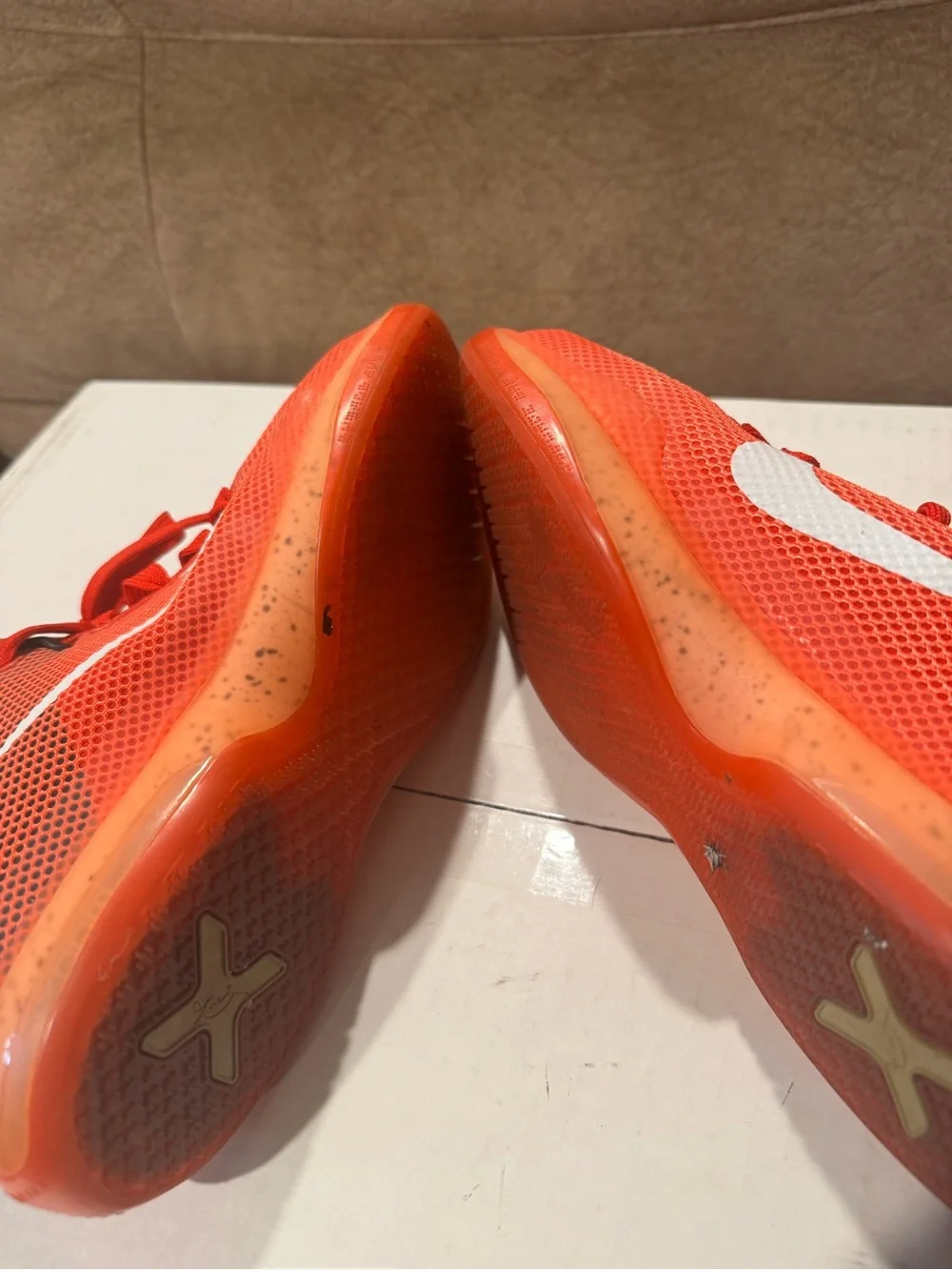 Kids Nike Kobe Bryant mamba Red Athletic Sneakers with White Swoosh